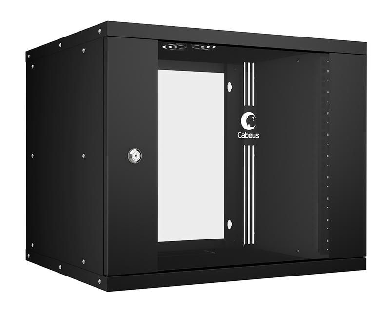 шкаф телекоммуникационный настенный разборный light wsc-05d-9u55/45-bk 19дюйм 9u дверь стекло черн. cabeus 10176c от BTSprom.by