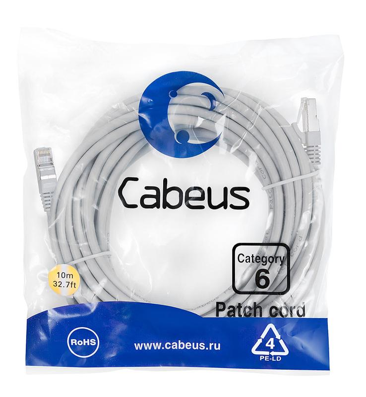 патч-корд f/utp кат.6 pc-ftp-rj45-cat.6-10m-lszh 2xrj45/8p8c экранир. lszh 10м сер. cabeus 7913c от BTSprom.by