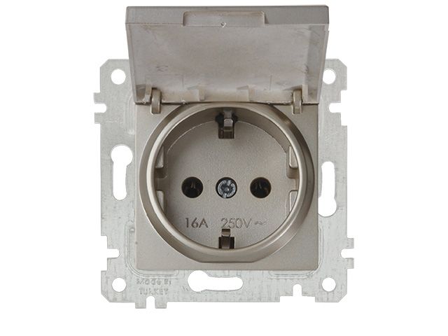 розетка 1-ая (скрытая, без рамки, с/з, с крышкой) титан, rita, mutlusan (16 a, 250 v, ip 20) 2200 610 0283 от BTSprom.by