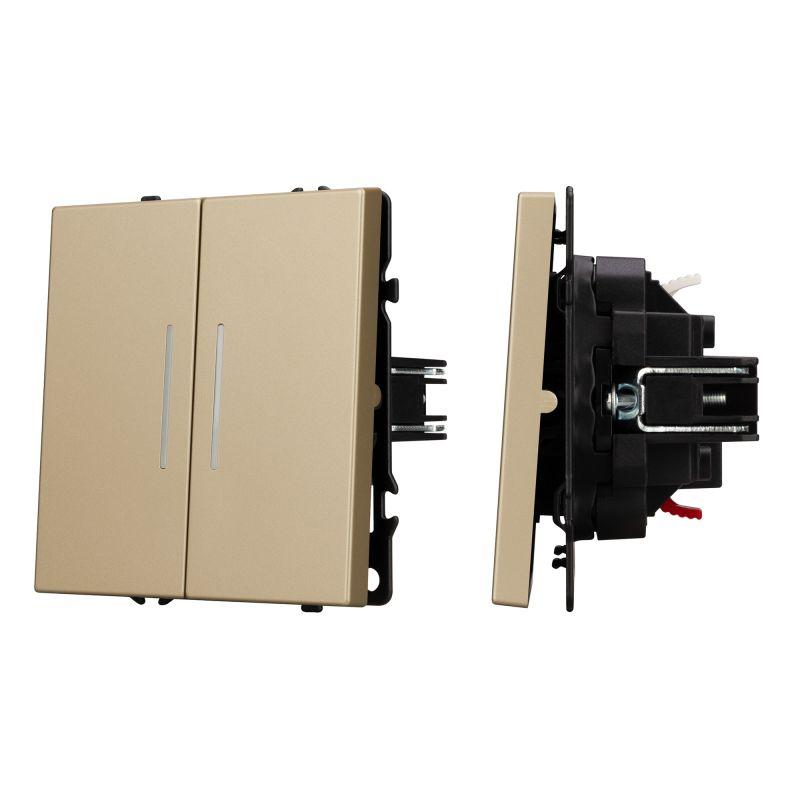 выключатель проходной 2-кл. led swt-nobe-mkp2-sfpl-l-gd 10а 230в механизм arlight 054268 от BTSprom.by