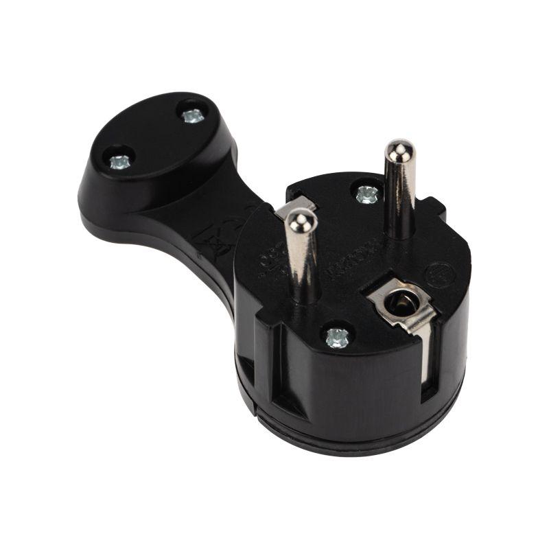  Вилка Евро угловая 16А с заземл. плоская за шкаф черн. Rexant 16-0736 фото в каталоге от BTSprom.by