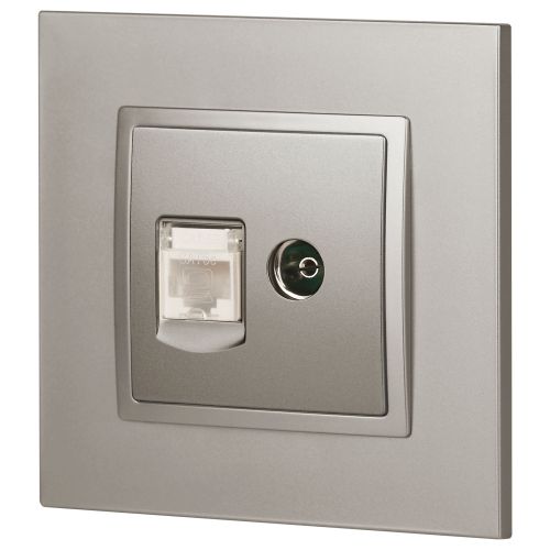  Розетка компьютерная + телевизионная Elegance 14-3110-16 RJ45+TV титан Эра Б0065768 фото в каталоге от BTSprom.by