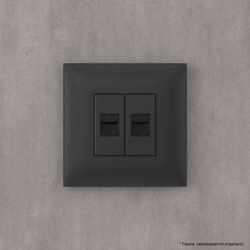  Розетка компьютерная 2-м СП Avanti "Черный матовый" RJ45 кат.6A без шторок механизм DKC 4412674 фото в каталоге от BTSprom.by