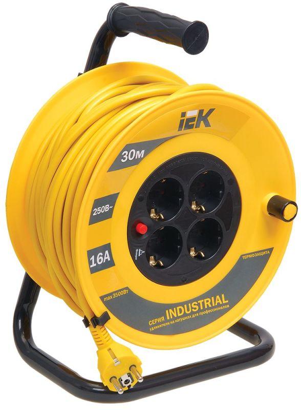 удлинитель на катушке 4х30м с заземл. 16а ip20 industrial ук30 3х1.5 термозащита iek wkp15-16-04-30 от BTSprom.by