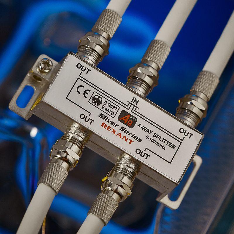  Делитель ТВ "краб" х4+5шт F "BOX" 5-1000 МГц "Silver" Rexant 05-6103 фото в каталоге от BTSprom.by