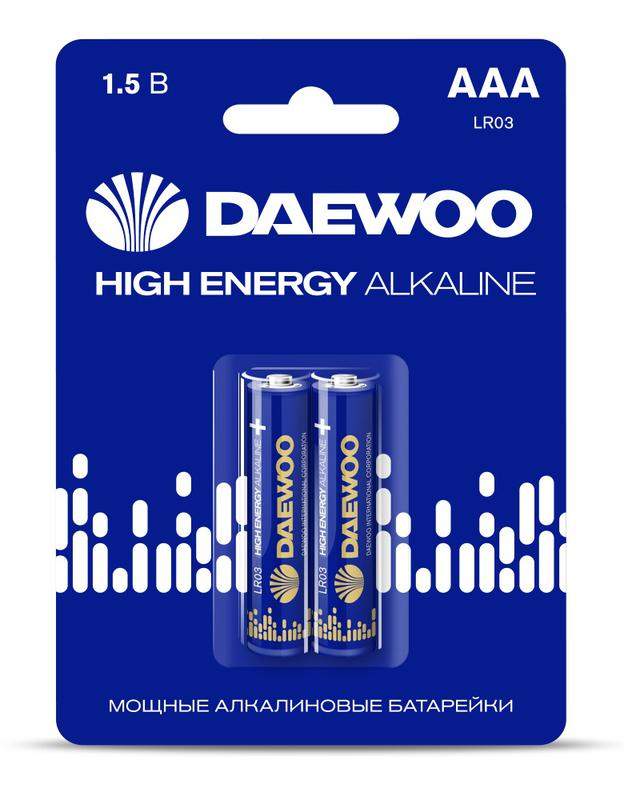 элемент питания алкалиновый aaa/lr03 1.5в high energy alkaline 2021 bl-2 (уп.2шт) daewoo 5030350 от BTSprom.by