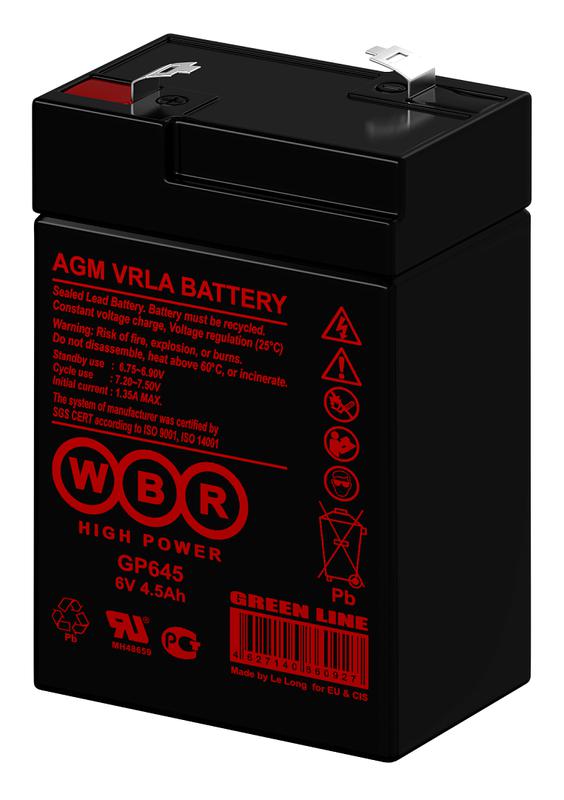 Аккумулятор 6В 4.5А.ч WBR GP645 WBR фото в каталоге от BTSprom.by