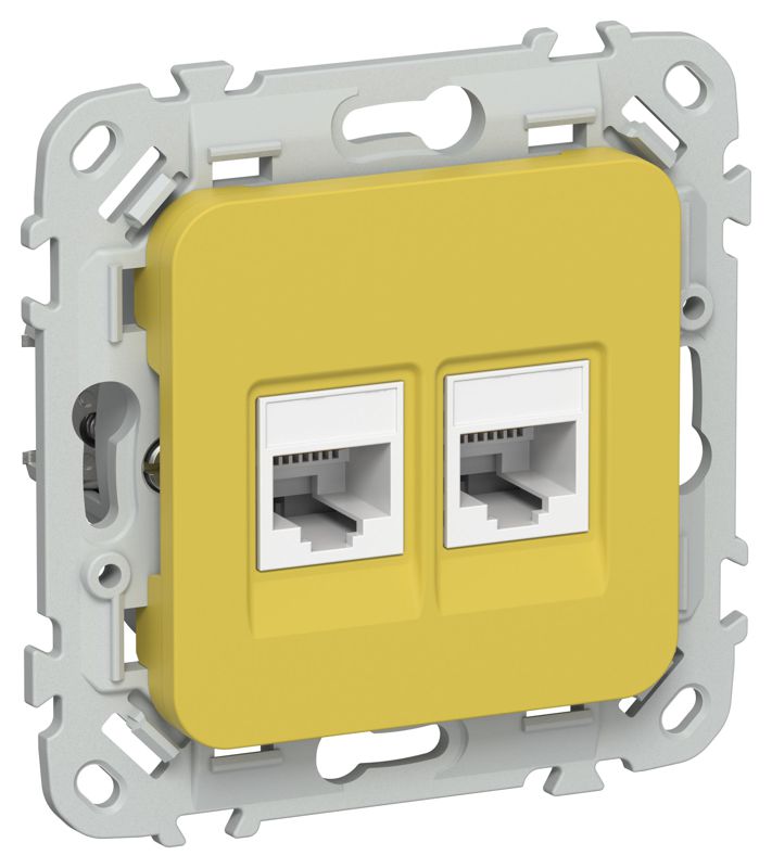 розетка компьютерная 2-м сп flite рк6-2-0-флжк rj45 кат.6 utp механизм желт. карри iek fi-k22-2-k44 от BTSprom.by