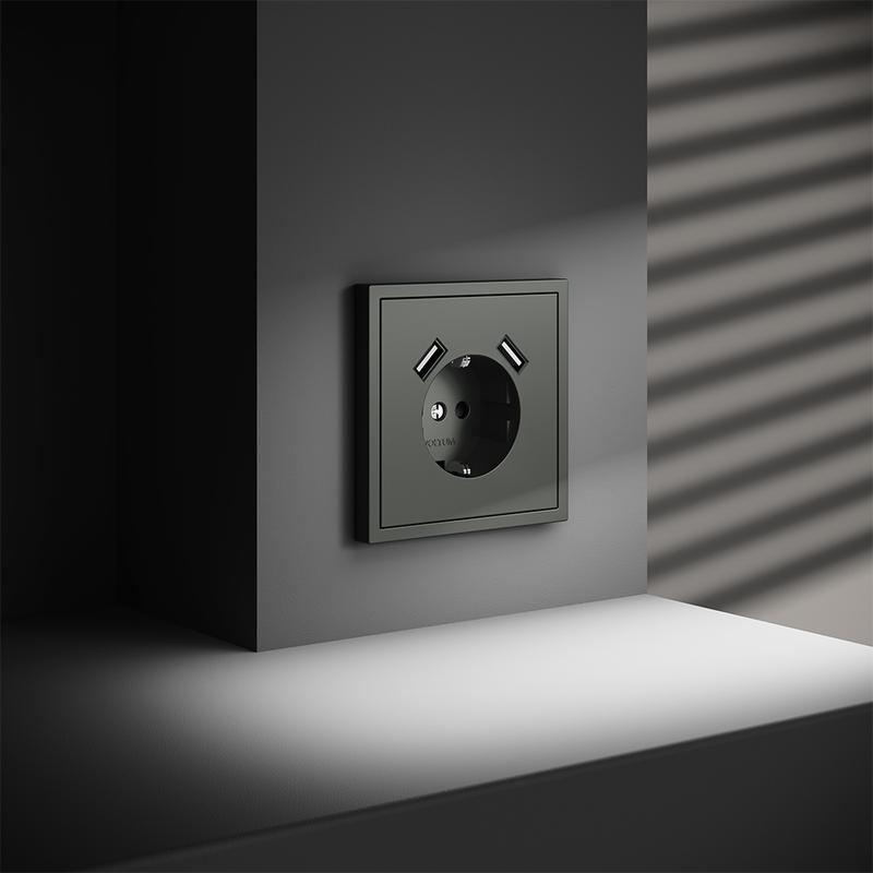  Розетка 1-м СП S70 16А с USB A+A с заземл. защ. шторки механизм титан Voltum VLS040406 фото в каталоге от BTSprom.by