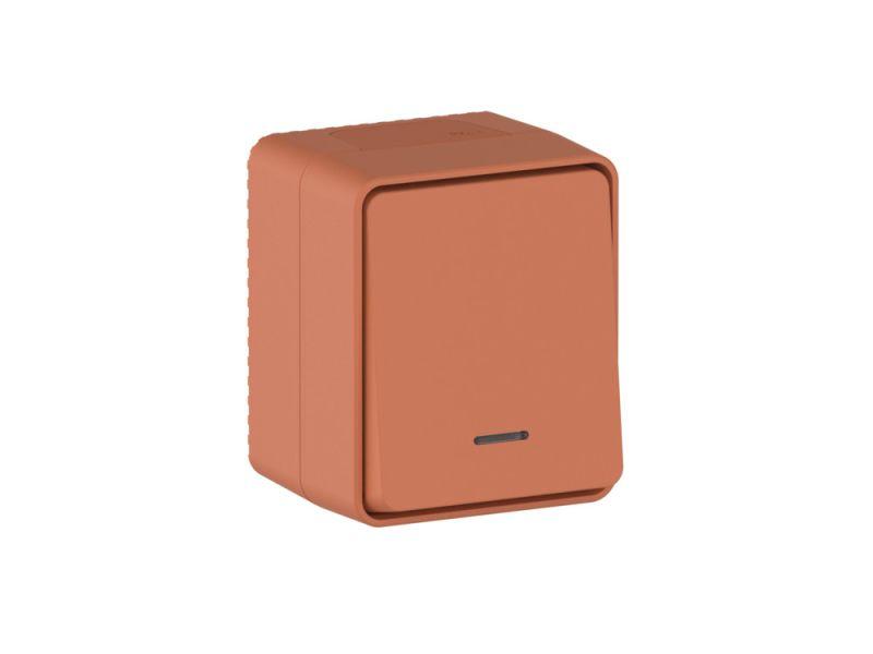  Выключатель 1-кл. ОП AtlasDesign PROFI IP54 10AX с подсветкой терракот. SE ATN547013 фото в каталоге от BTSprom.by