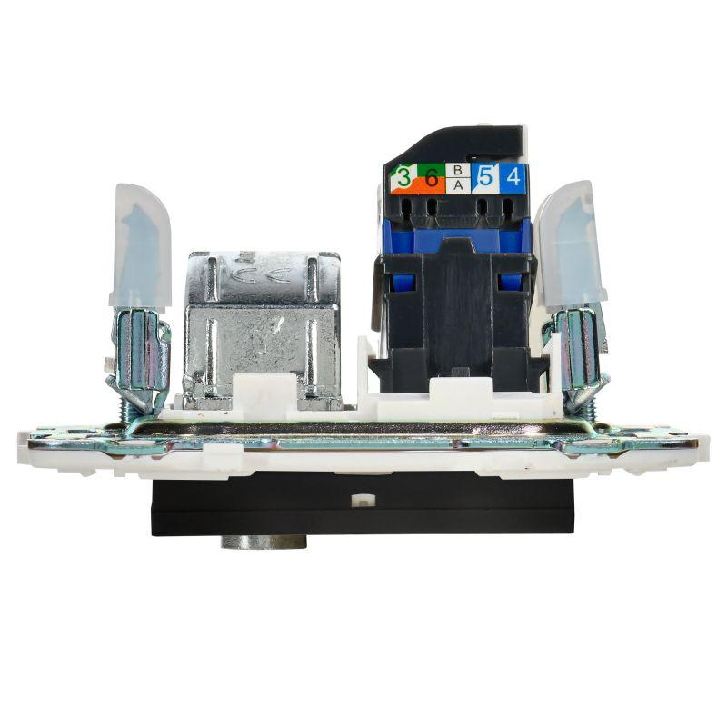  Розетка двойная TV+RJ45 кат.6E SKANDY SK-A15Bl черн. IEK SK-AK20-2-K02 фото в каталоге от BTSprom.by