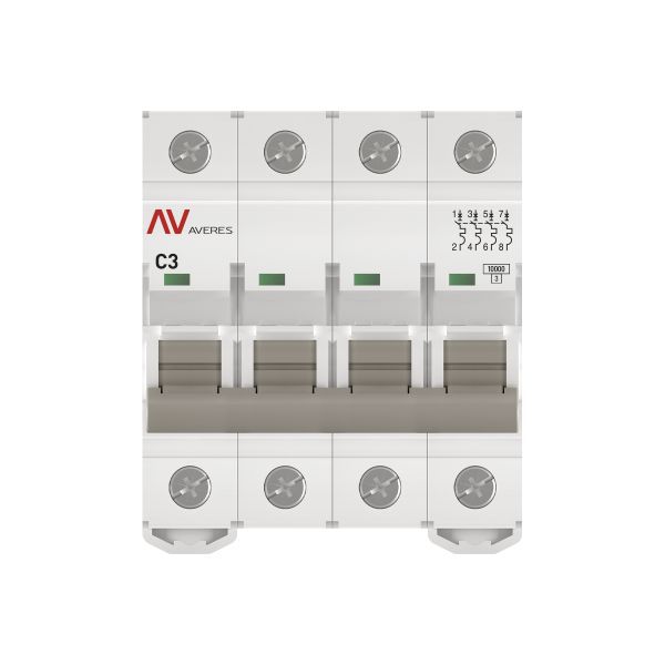  Выключатель автоматический модульный 4п C 3А 10кА AV-10 AVERES EKF mcb10-4-03C-av фото в каталоге от BTSprom.by