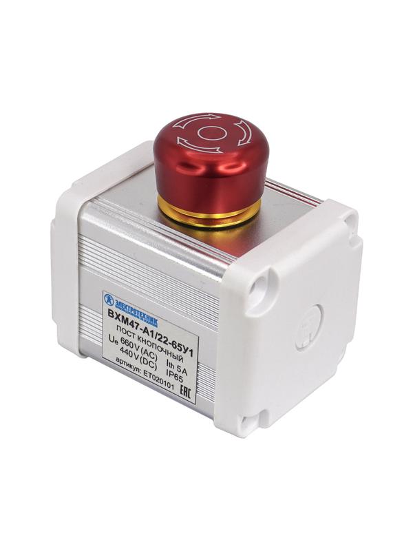 пост управления bxm47-a1/22-65у1 1 грибовидная кнопка с фиксацией 1c1no1nc красн. электротехник et020101 от BTSprom.by