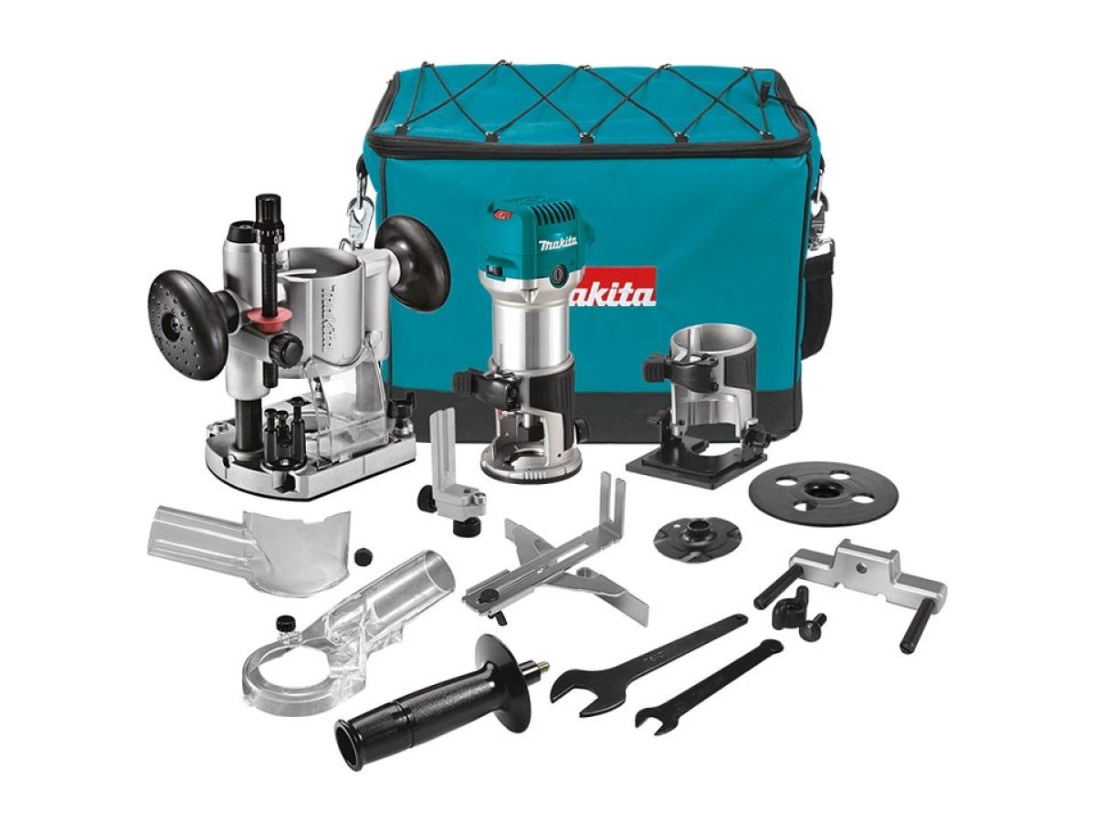 фрезер кромочный makita rt 0702 cx2 + аксессуары в сумке (710 вт, цанга 8 мм, 30000 об/мин, регул. об.) rt0702cx2 от BTSprom.by