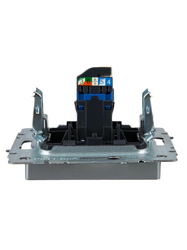  Розетка компьютерная СП RJ45 кат.6 BRITE РК11-БрА механизм алюм. IEK BR-K10-2-K47 фото в каталоге от BTSprom.by