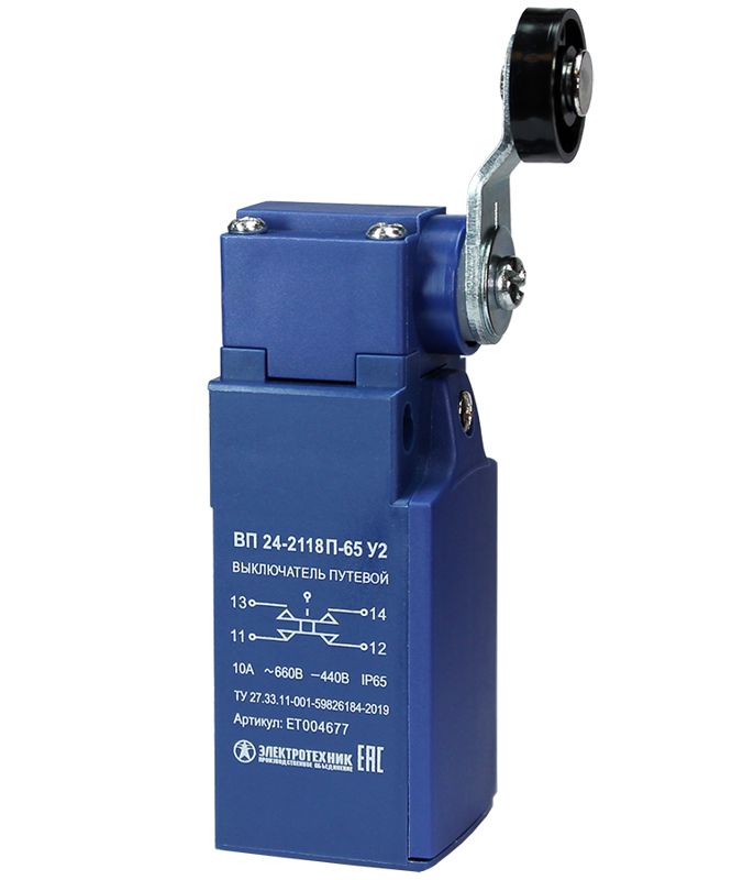 выключатель путевой вп 24-2118п-65 у2 1но+1нз 3а ip65 рычаг с пластик. роликом безинерционный 20мм без сальника электротехник et004677 от BTSprom.by
