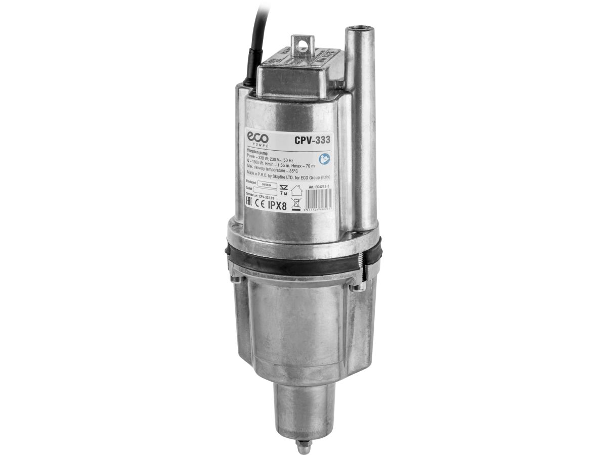насос вибрационный eco cpv-333 (10м, нижний забор) (330вт, 1300 л/ч, пров. 10м 3х0,75 мм2, аналог насоса ручеек) ec4213-6 от BTSprom.by