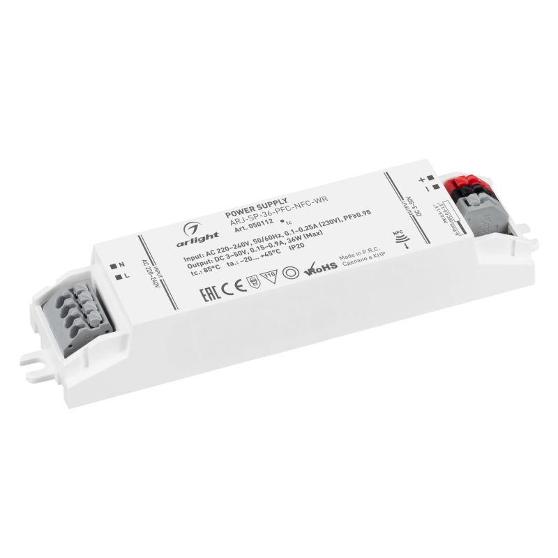 блок питания arj-sp-36-pfc-nfc-wr 36вт 3-50в 0.15-0.9а ip20 пластик arlight 050112 от BTSprom.by