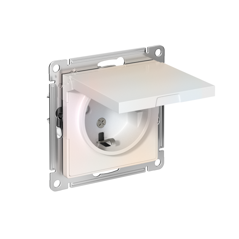 розетка 1-м сп atlasdesign 16а ip20 с заземл. защ. шторки с крышкой механизм жемчуж. se atn000446 от BTSprom.by