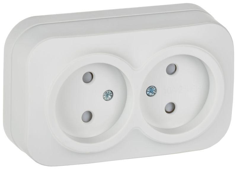 розетка 2-м оп glory рсш22-2-хбм 10а без заземл. защ. шторки бел. матов. iek erh23-k01m-10 от BTSprom.by