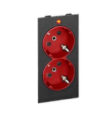 розетка 2-м сп simon connect 16а 2х2p+e с заземл. с индикацией s-модуль механизм графит/красн. simon s1-6-14 от BTSprom.by