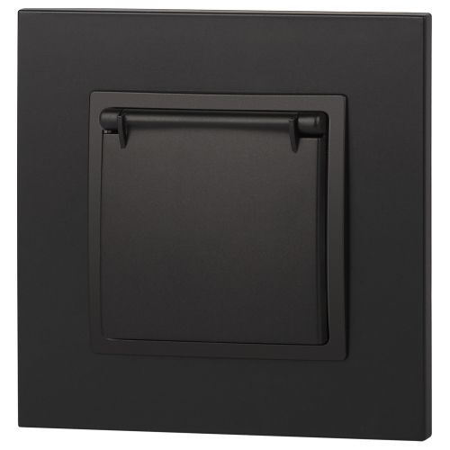  Розетка 1-м СП Эра Elegance 14-2103-05 16А IP20 16AX 250В 2P+E Schuko защ. шторки с крышкой антрацит Эра Б0034282 фото в каталоге от BTSprom.by