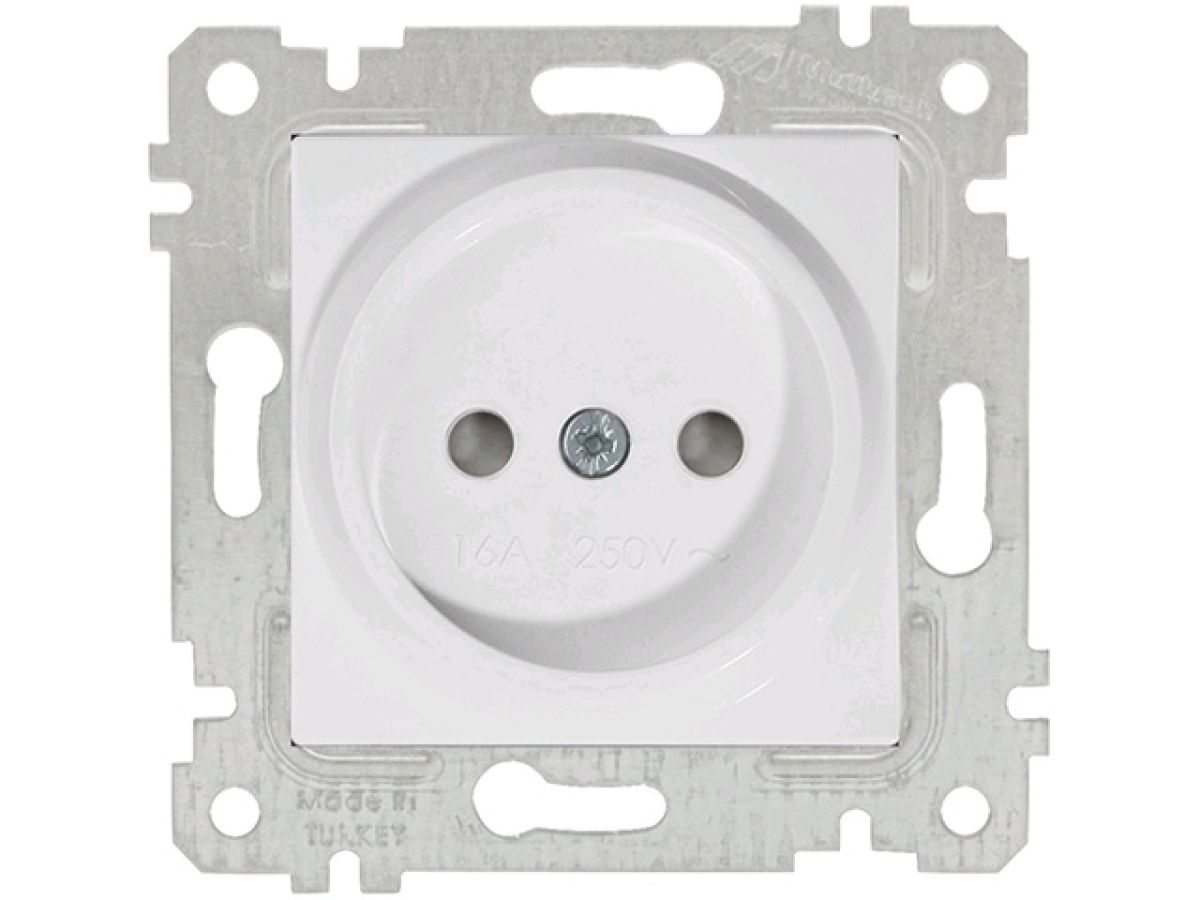 розетка 1-ая (скрытая, без рамки, б/з, шторки) белая, rita, mutlusan (16 a, 250 v, ip 20) 2200 606 0201 от BTSprom.by