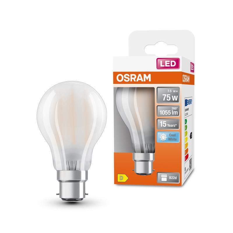 лампа светодиодная филаментная led stara 1055лм 7.5вт 4000к тепл. бел. b22d (замена 75вт) матов. стекло 220-240в osram 4058075592759 от BTSprom.by