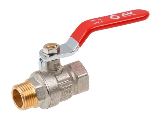 кран шаровый 1/2" нар.-вн. ручка pn40, av engineering (латунь, макс.  40 бар, макс.  110 °с) ave091012 от BTSprom.by