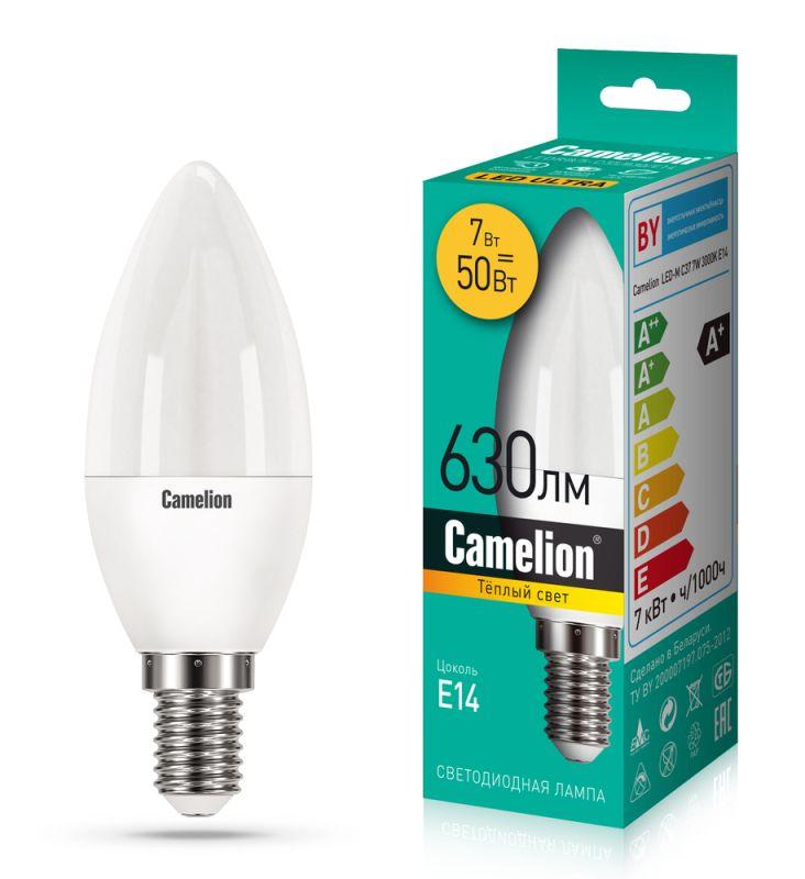 лампа светодиодная ledrb/7-c35/830/e14 7вт 220в led-m c37 3000к e14 camelion 15053 от BTSprom.by
