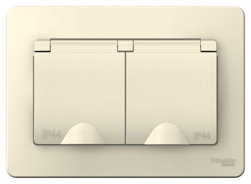  Розетка 2-м СП Blanca 16А IP44 250В с заземл. защ. шторки с крышкой молоч. SE BLNRS441122 фото в каталоге от BTSprom.by
