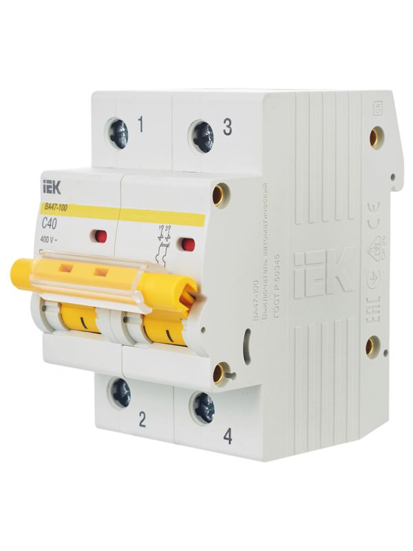  Выключатель автоматический модульный 2п C 40А 10кА ВА47-100 KARAT IEK MVA40-2-040-C фото в каталоге от BTSprom.by
