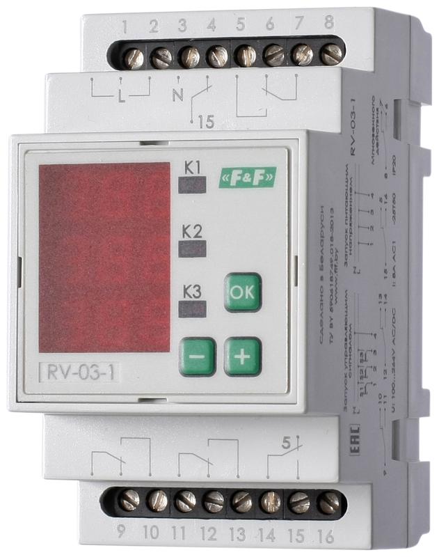 реле времени rv-03-1 4х8а 100-264в ac/dc 4no/nc ip20 многофункц. 3-х канал. 9 режимов работы с входами start диапазон выдержки времени 0с-99ч 59мин; 3мод. монтаж на din-рейке f&f ea02.001.027 от BTSprom.by