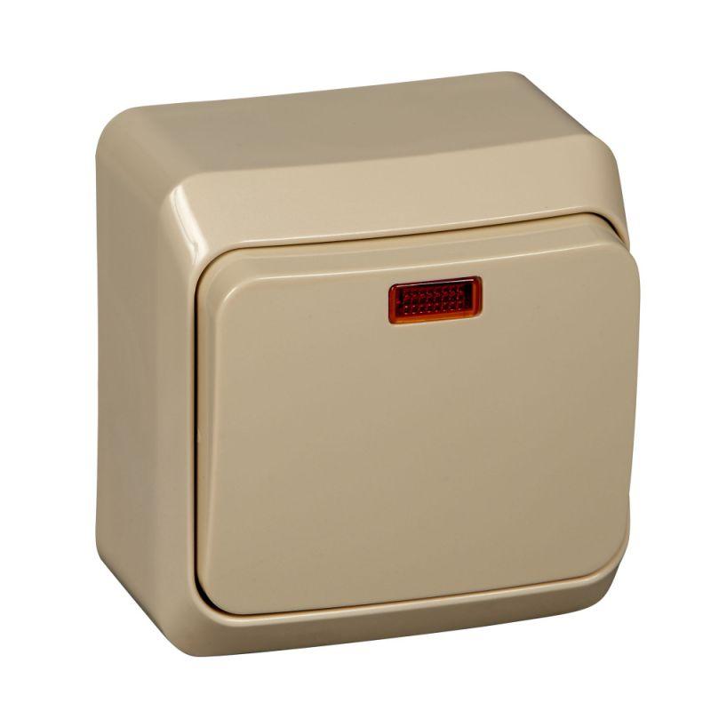 выключатель 1-кл. оп этюд 10а ip20 с подсветкой крем. se ba10-005k от BTSprom.by