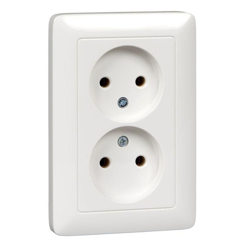 розетка 2-м сп хит 16а ip21 250в без заземл. без защ. шторок бел. se rs16-235-b от BTSprom.by