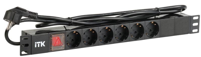блок розеток 6-м pdu (немец. станд.) din49440 с led выкл. 1u шнур 2м вилка din49441 профиль пвх черн. itk ph12-6d1-p от BTSprom.by