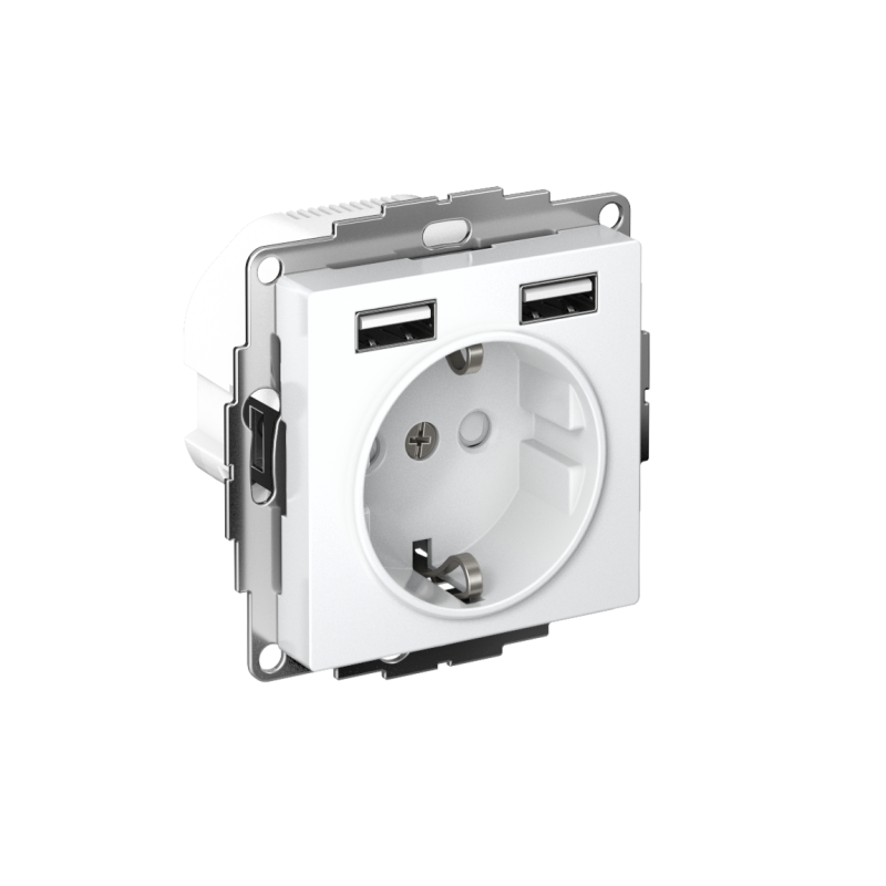 розетка 1-м сп atlasdesign 16а ip20 с 2-мя заряд. устройствами usb тип a+a 5в/2.4а 2х5в/1.2а механизм бел. se atn000130 от BTSprom.by