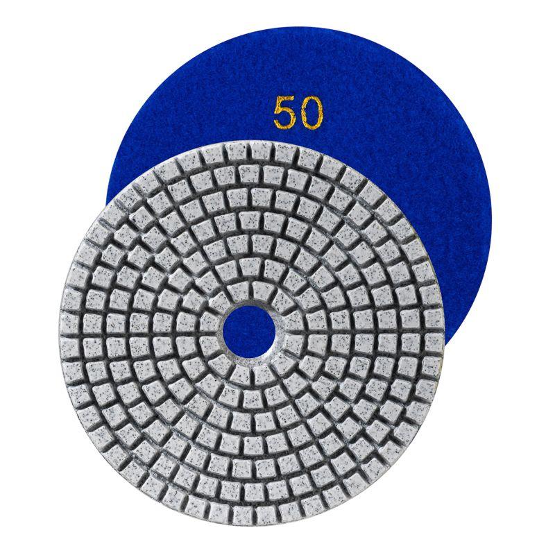 круг алмазный гибкий шлифовальный черепашка 125мм p50 сухое/мокрое шлифование kranz kr-90-0308 от BTSprom.by