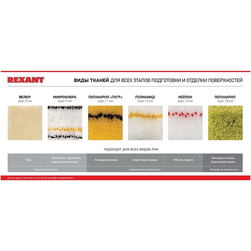  Валик "Натуральный мех" бесшовный ворс 12мм шир. ролика 140мм d42мм бюгель 6мм Rexant 89-0034 фото в каталоге от BTSprom.by