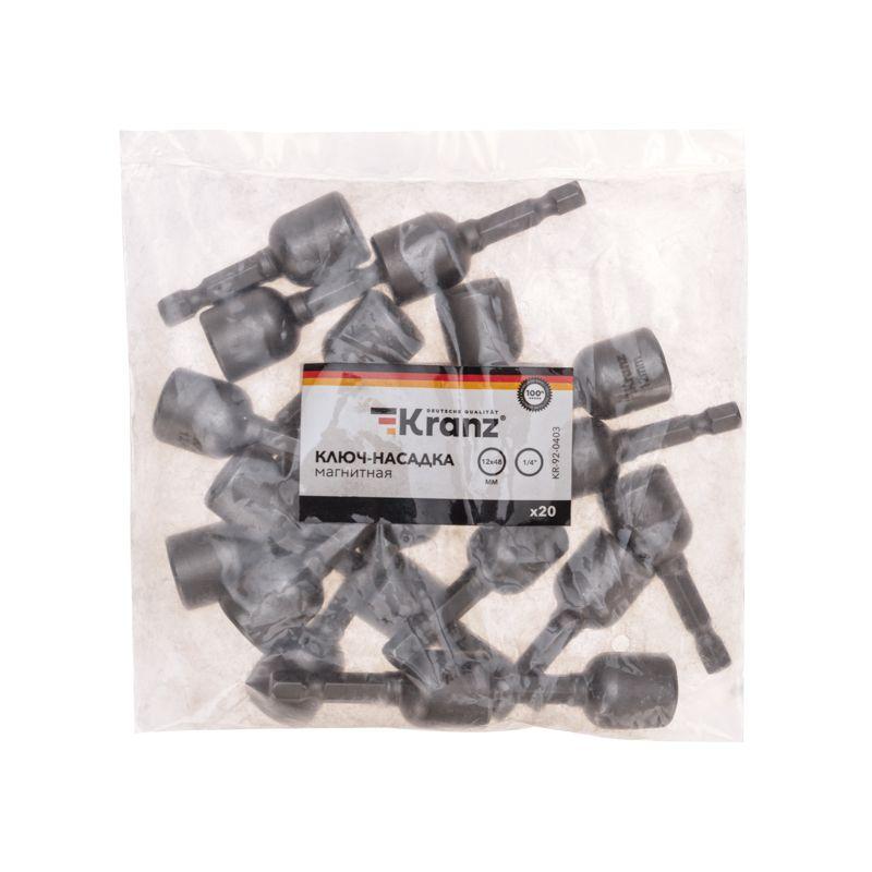  Ключ-насадка 12х48мм 1/4дюйм магнитная (уп.20шт) Kranz KR-92-0403 фото в каталоге от BTSprom.by