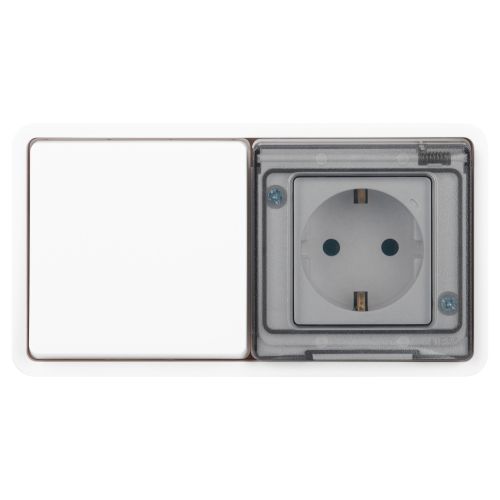  Блок розетка с выключателем Эксперт 11-7521-01 IP55 16А (10AX)-250В СУ бел. Эра Б0063261 фото в каталоге от BTSprom.by