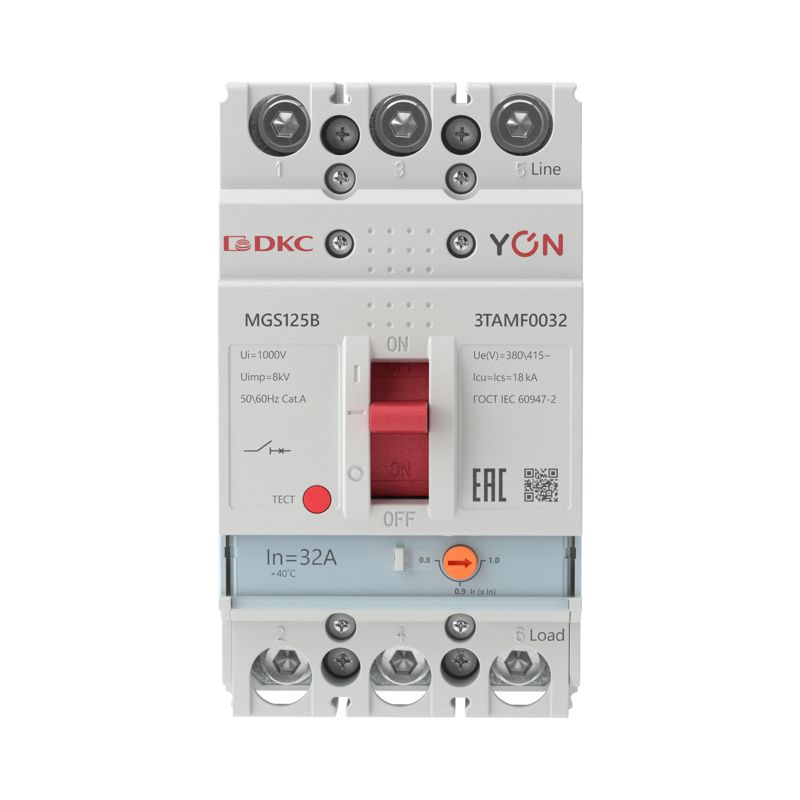  Выключатель автоматический в литом корпусе YON MGS125 3P 25.6-32А 18кА YON MGS125B-3TAMF0032 фото в каталоге от BTSprom.by