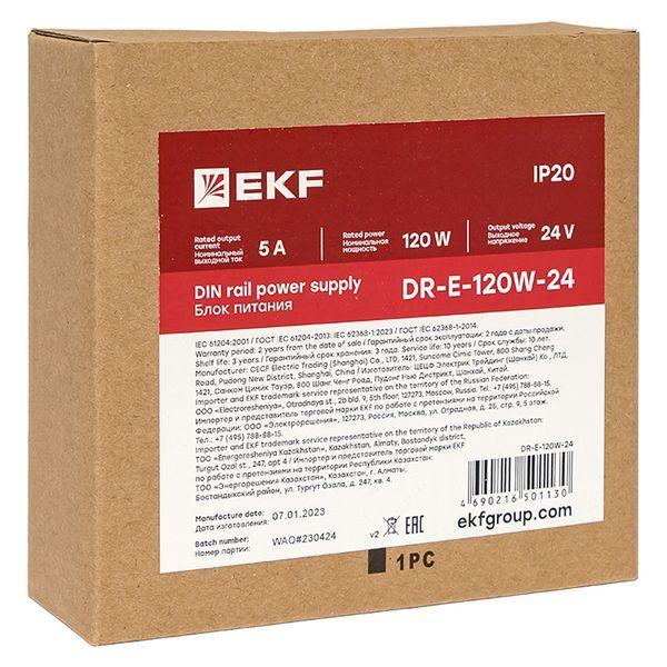  Блок питания на DIN-рейку 120Вт Uвх ~ 220В AC Uвых - 24В DC постоянного тока EKF DR-E-120W-24 фото в каталоге от BTSprom.by