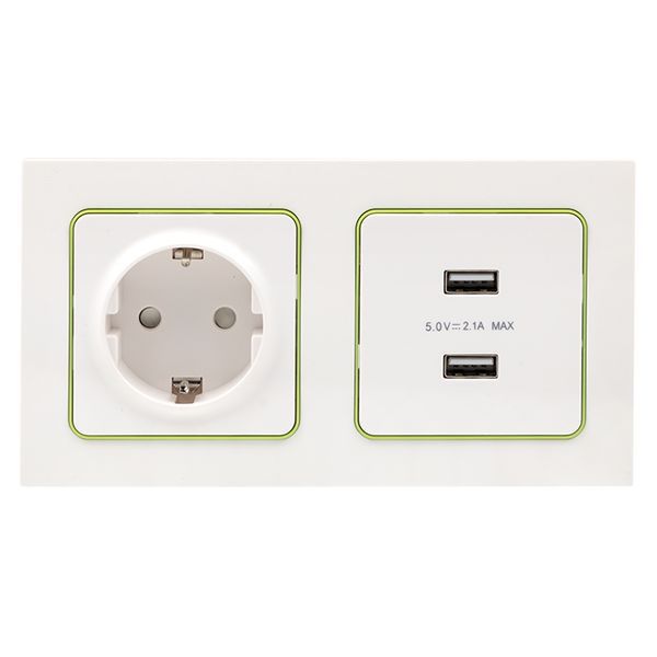  Рамка 2-м Стокгольм бел. с линией цвета зел. PROxima EKF EXM-G-303-20 фото в каталоге от BTSprom.by