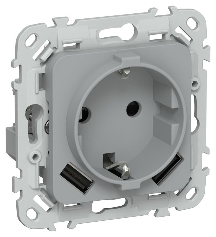 розетка 1-м сп flite рсюша11-0-флс 16а с usb a+a 3.1а с заземл. с защ. шторками механизм сер. iek fi-r14-16-u21-d31-k03 от BTSprom.by