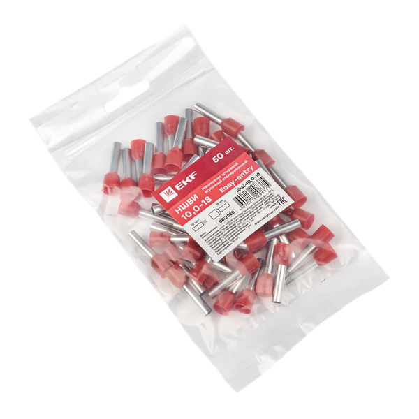  Наконечник штыревой втулочный изол. НШвИ 10.0-18 (уп.50шт) EKF nhvi-10.0-18 фото в каталоге от BTSprom.by