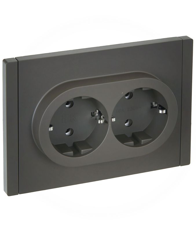 розетка 2-м сп forte&piano fp324 16а с заземл. без защ. шторок безвинт. крепл. сер. iek fp-r21-16-1-k03 от BTSprom.by