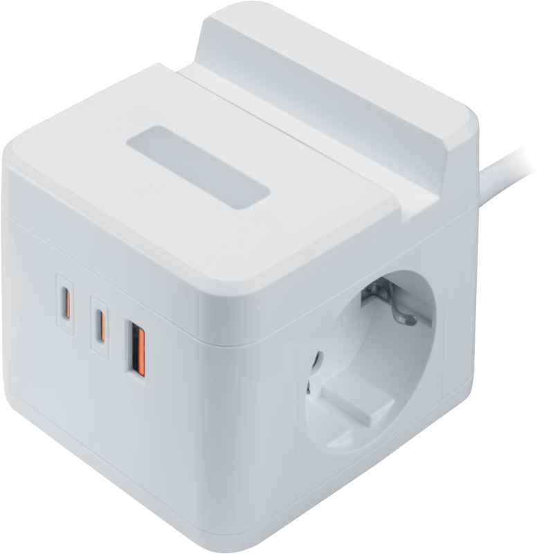 удлинитель (куб) 2х1.4м с заземл. 16а ip20 95 686 npe-usb06-02-140-esc-3x1-h-pd20w 2хusb-c + usb-a + ночник с выкл. бел. navigator 95686 от BTSprom.by