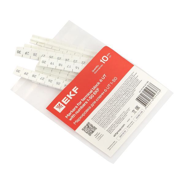  Маркировка для клемм 6 UT 1-50 (уп.100шт) EKF scr-ut-mrk-6-1-50 фото в каталоге от BTSprom.by