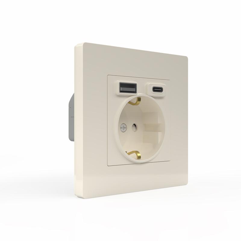  Розетка 1-м СП Pixel IP20 с заземл. с 2-мя заряд. устр. USB тип A+C механизм беж. TOKOV ELECTRIC TKE-PX-R1U2AC-C02 фото в каталоге от BTSprom.by